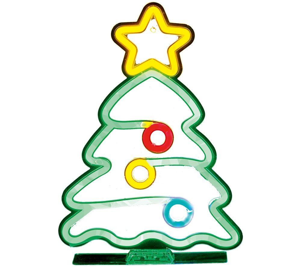 PREMIER USB Lit Tree with Star & Baubles Neon Hanging Sign - 34 cm