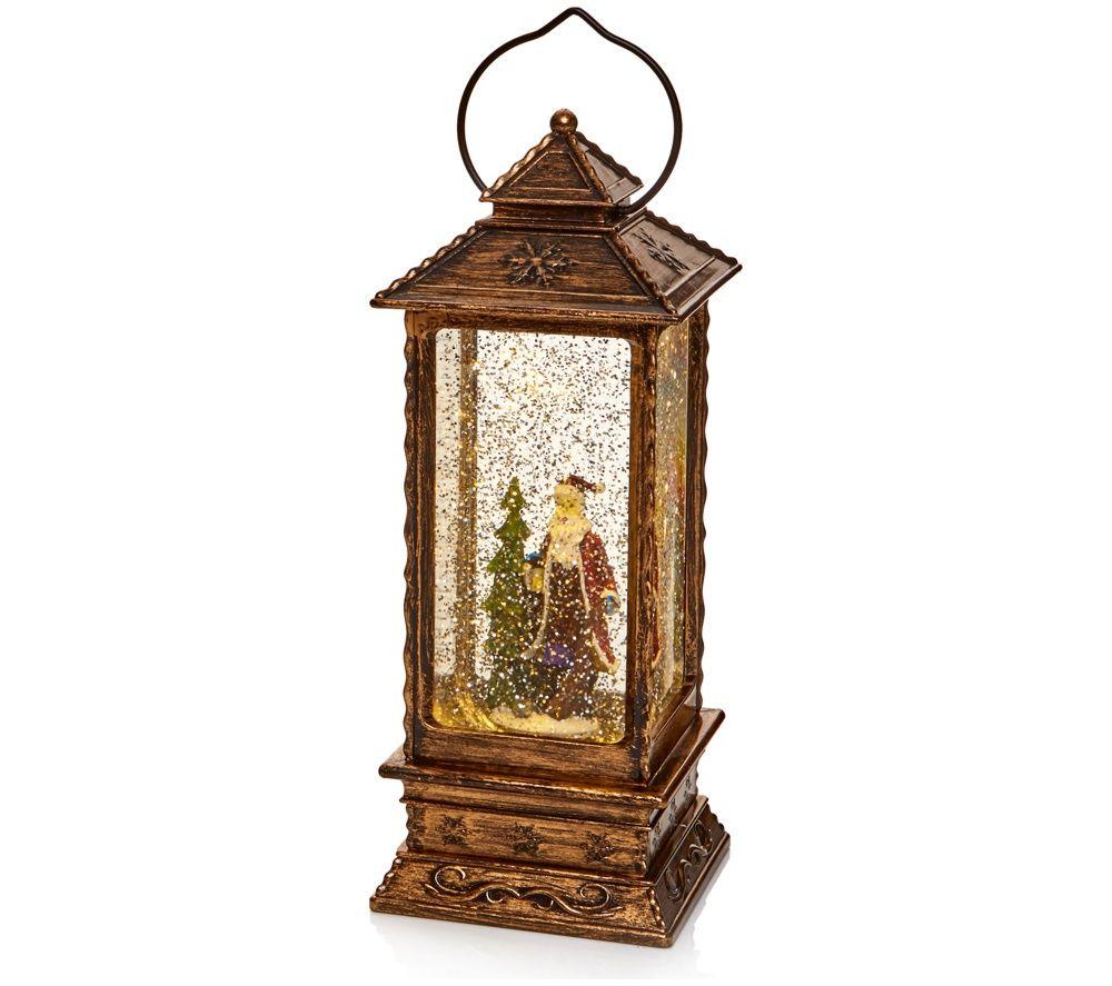 PREMIER Oblong Lantern Water Spinner Santa Decoration - 27 cm