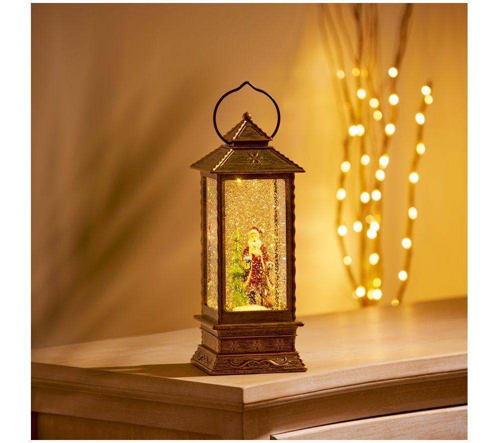 PREMIER Oblong Lantern Water Spinner Santa Decoration - 27 cm image number 2 of 4
