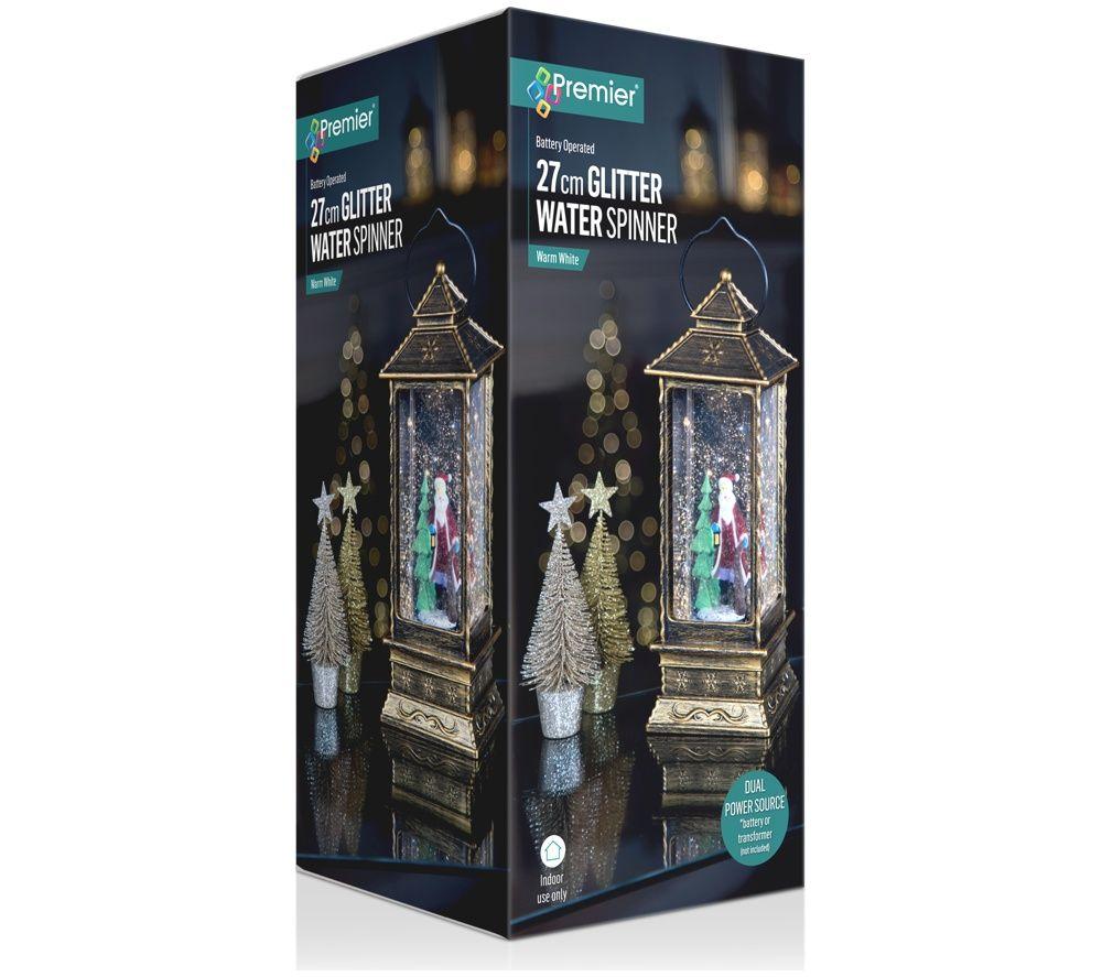 PREMIER Oblong Lantern Water Spinner Santa Decoration - 27 cm image number 3 of 4