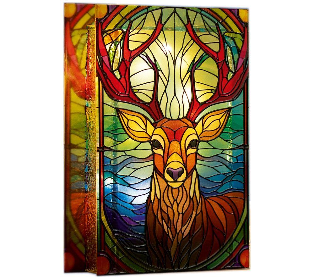 PREMIER Stag Stained Glass LED Light Decoration - 21 cm