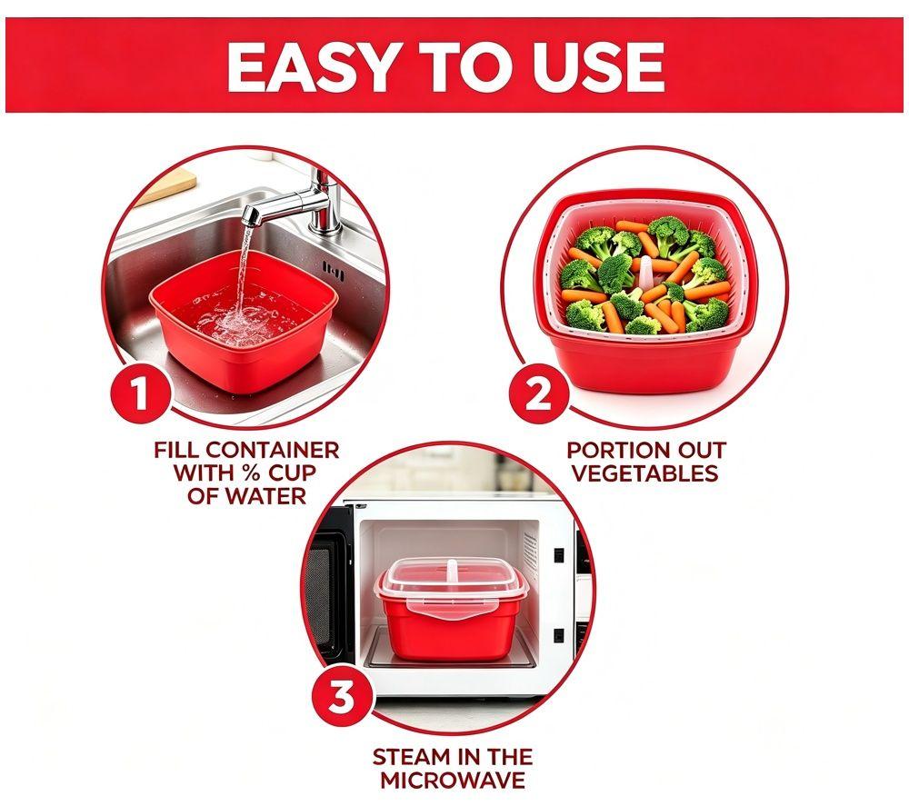 LOGIK LMWSTM27 Microwave Steamer - Red image number 9 of 10