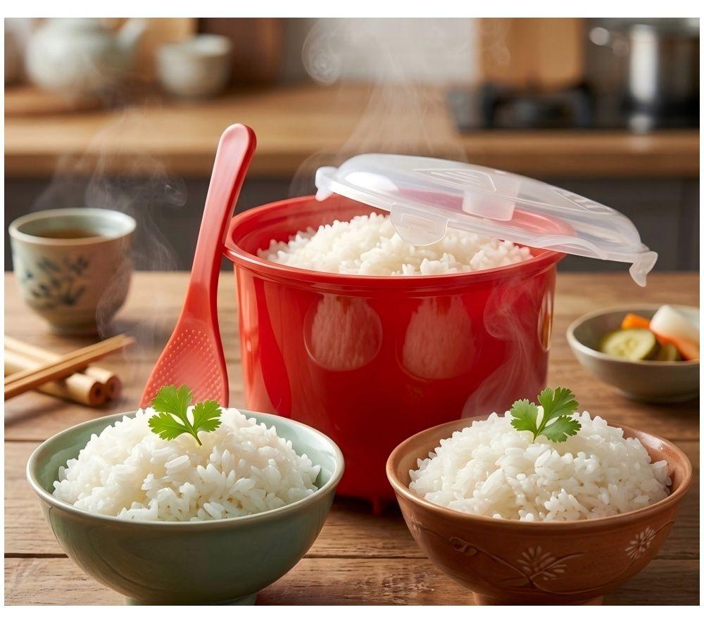 LOGIK LMWRICSTM27 2.4 Litre Microwave Rice Cooker - Red image number 6 of 6