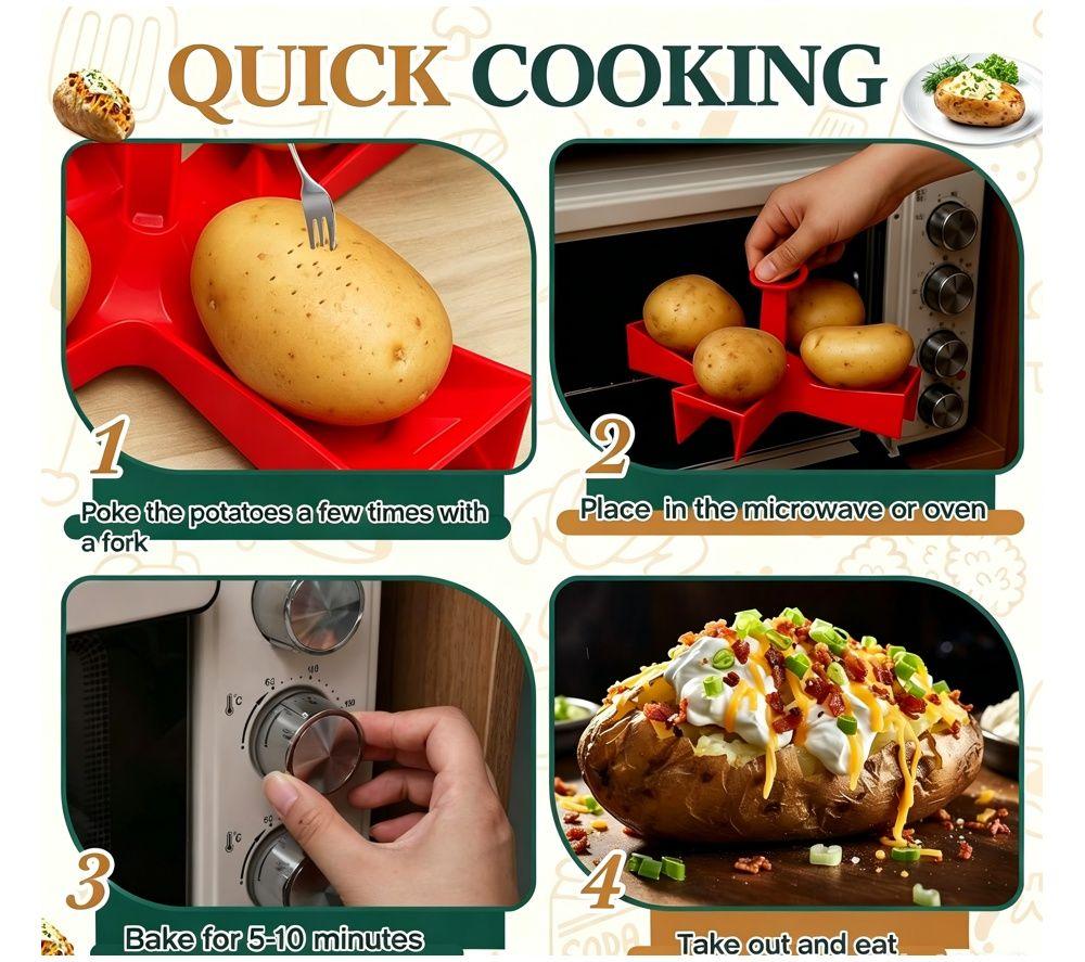 LOGIK LMWPOTBKR27 Microwave Potato Baker - Red image number 4 of 6