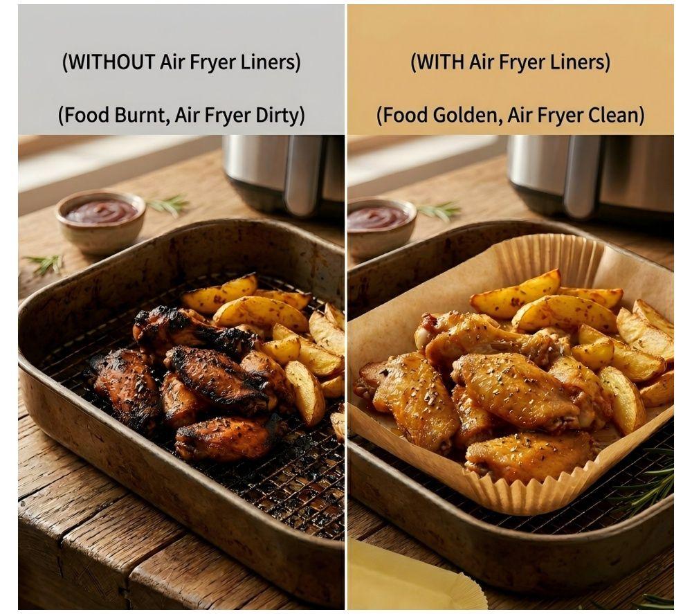 LOGIK LAFRSQPPR27 Air Fryer Disposable Square Paper Liners - Pack of 60, Brown image number 4 of 5