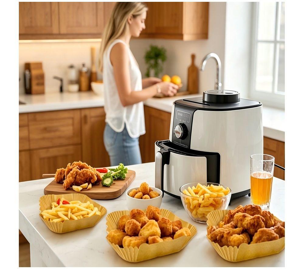 LOGIK LAFRRECTPPR27 Air Fryer Disposable Rectangle Paper Liners - Pack of 60, Brown image number 4 of 8