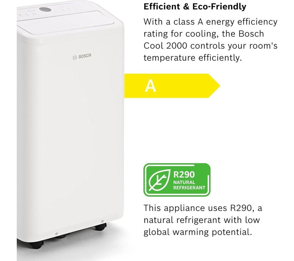 BOSCH Cool 2000 Portable 3-in-1 Air Conditioner & Dehumidifier - White image number 3 of 6