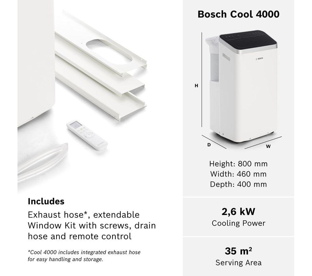 BOSCH Cool 4000 Portable 3-in-1 Air Conditioner & Dehumidifier - White image number 6 of 7