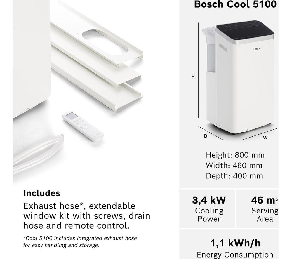BOSCH Cool 5100 Portable 3-in-1 Air Conditioner & Dehumidifier - White image number 3 of 7