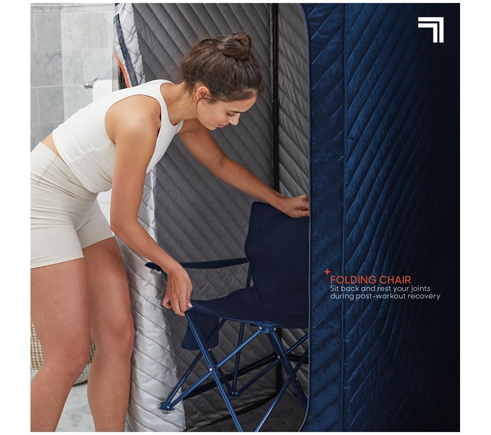 SHARPER IMAGE Portable Steam Sauna Tent & Red Light - Blue image number 4 of 5