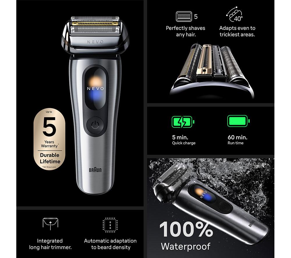 BRAUN NEVO15000C Electric Wet & Dry Foil Shaver - Silver image number 6 of 10