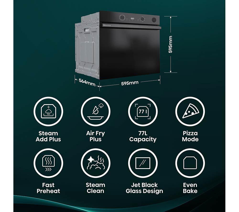 HISENSE Hi4 Steam Add Plus BSA66221ADBGUK Electric Steam Oven - Jet Black image number 3 of 19