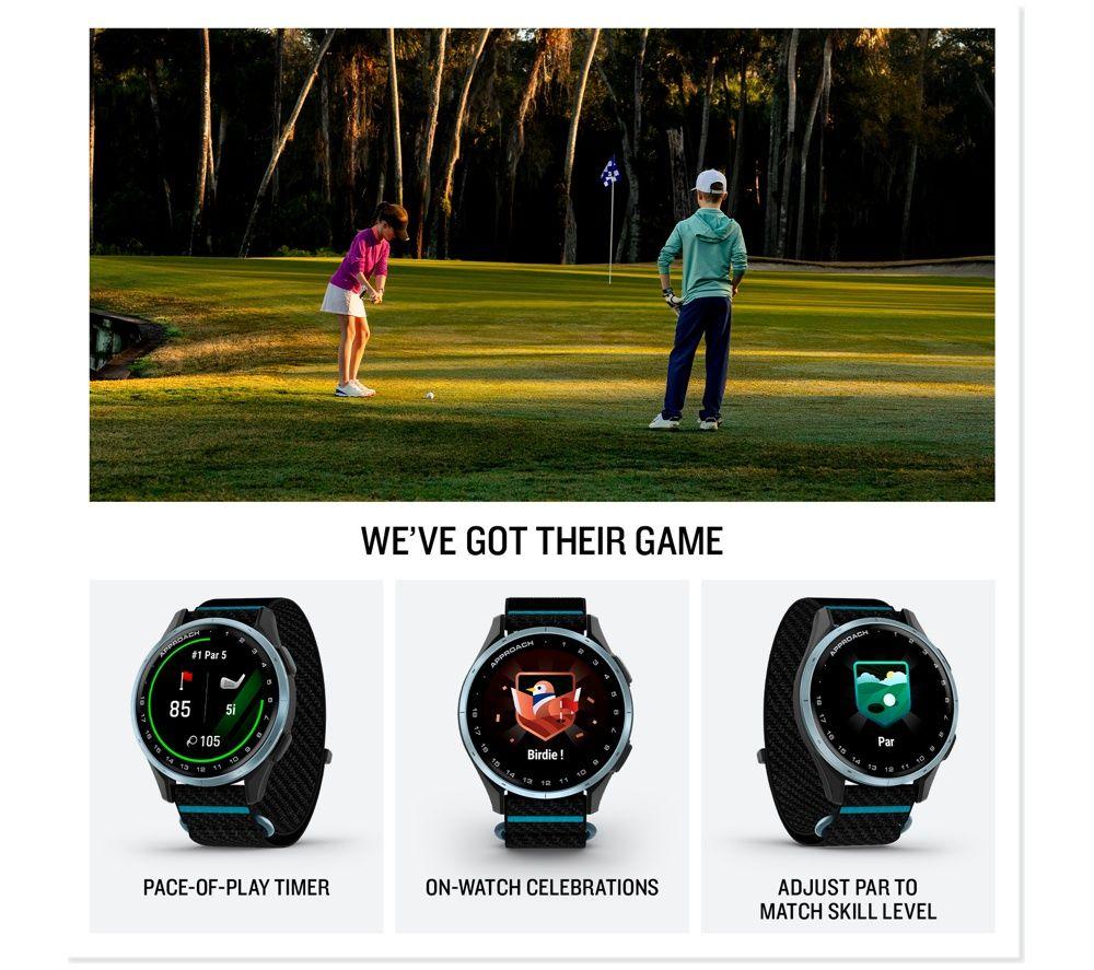 GARMIN Approach J1 Kids Golf Smart Watch - Cloud Blue Aluminium with Black Fabric Band image number 4 of 6
