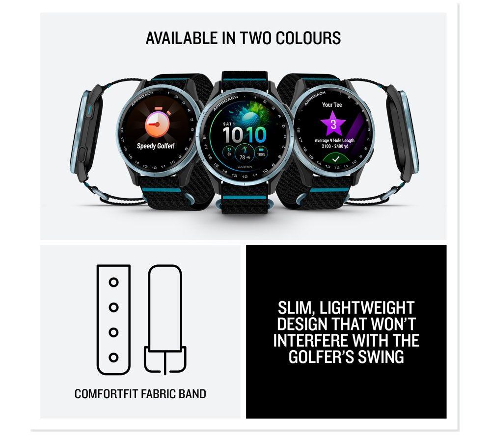 GARMIN Approach J1 Kids Golf Smart Watch - Cloud Blue Aluminium with Black Fabric Band image number 5 of 6