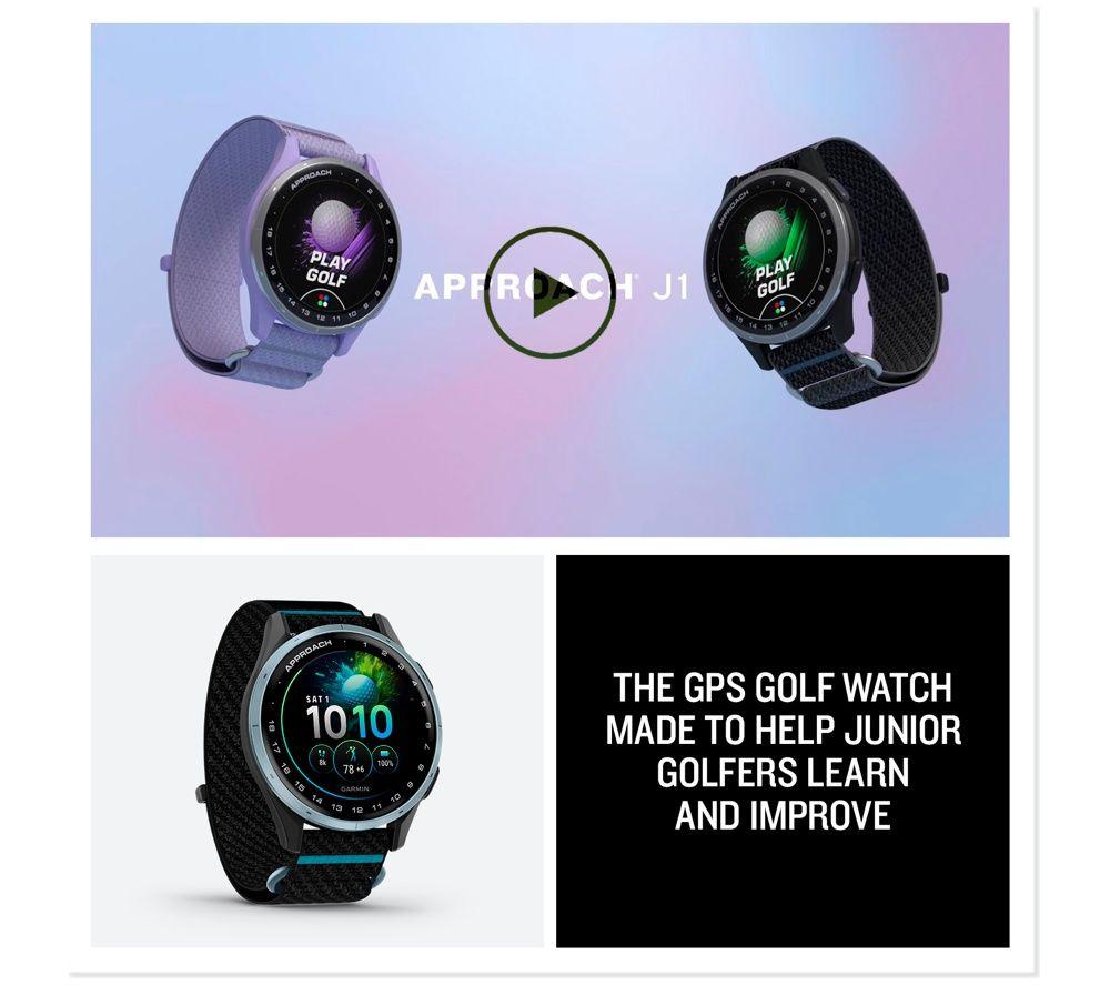 GARMIN Approach J1 Kids Golf Smart Watch - Cloud Blue Aluminium with Black Fabric Band image number 6 of 6