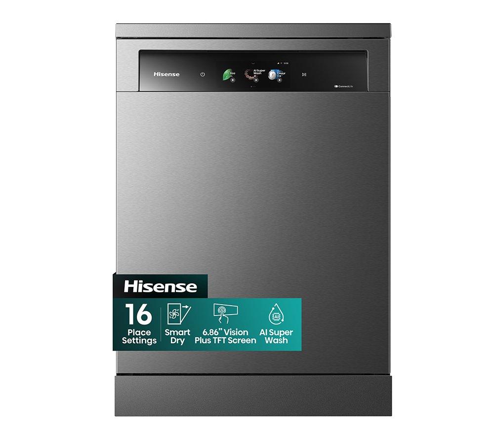 Hisense Hi9 HS693A90ADBX Full-size WiFi-enabled Dishwasher – Black Inox, Silver/Grey,Black