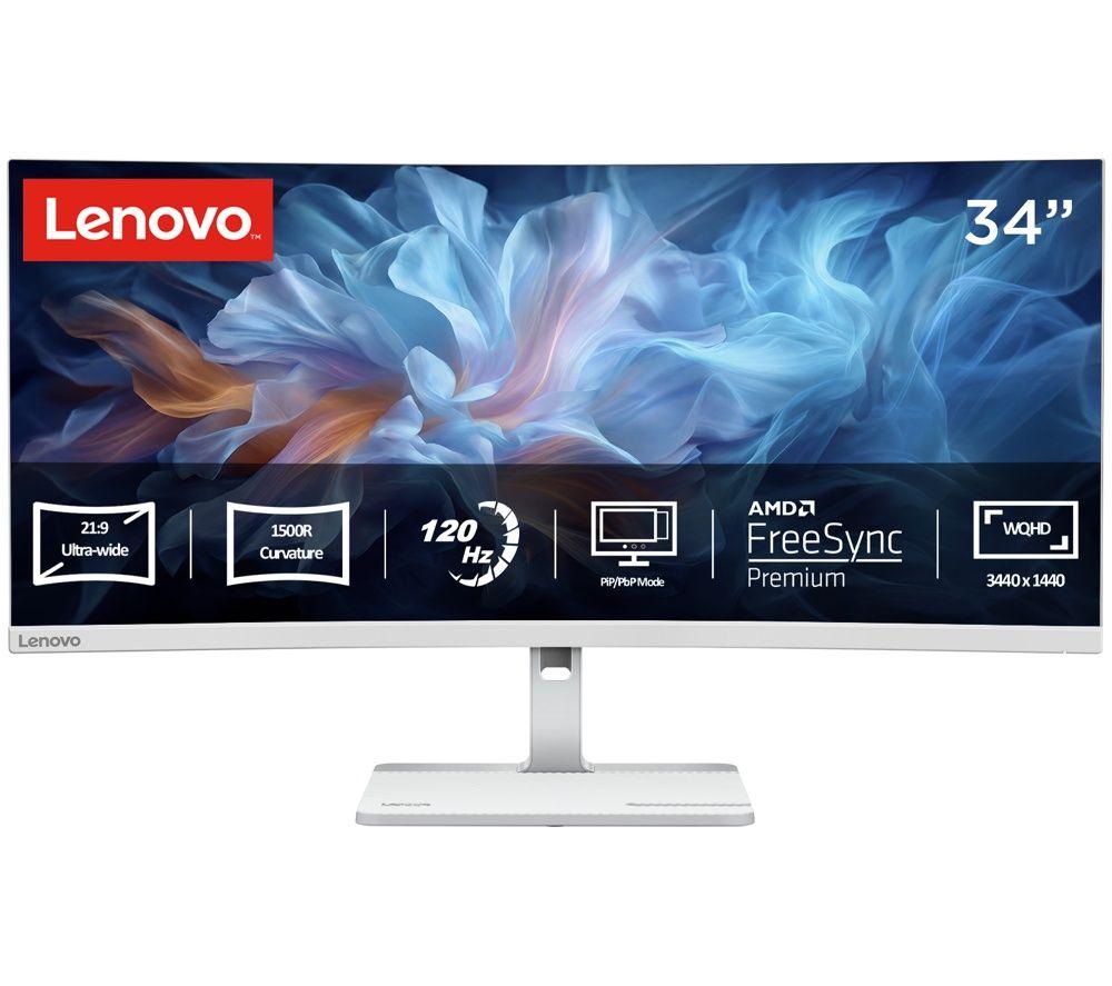 LENOVO L34W-4C Ultra-Wide Quad HD 34Â” Curved VA Monitor - Grey