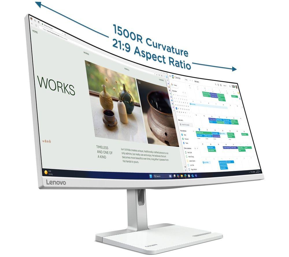 LENOVO L34W-4C Ultra-Wide Quad HD 34&rdquo; Curved VA Monitor - Grey image number 5 of 10