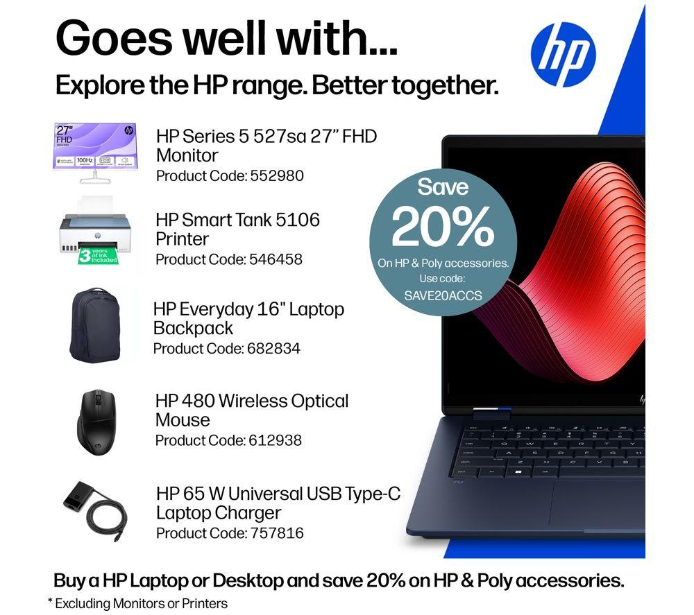 HP OmniBook X Flip 14" 2 in 1 Laptop - Intel&reg; Core&trade; Ultra 7, 1 TB SSD, Blue image number 3 of 7