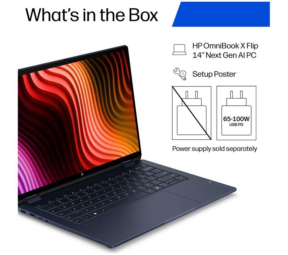 HP OmniBook X Flip 14" 2 in 1 Laptop - Intel&reg; Core&trade; Ultra 7, 1 TB SSD, Blue image number 4 of 7