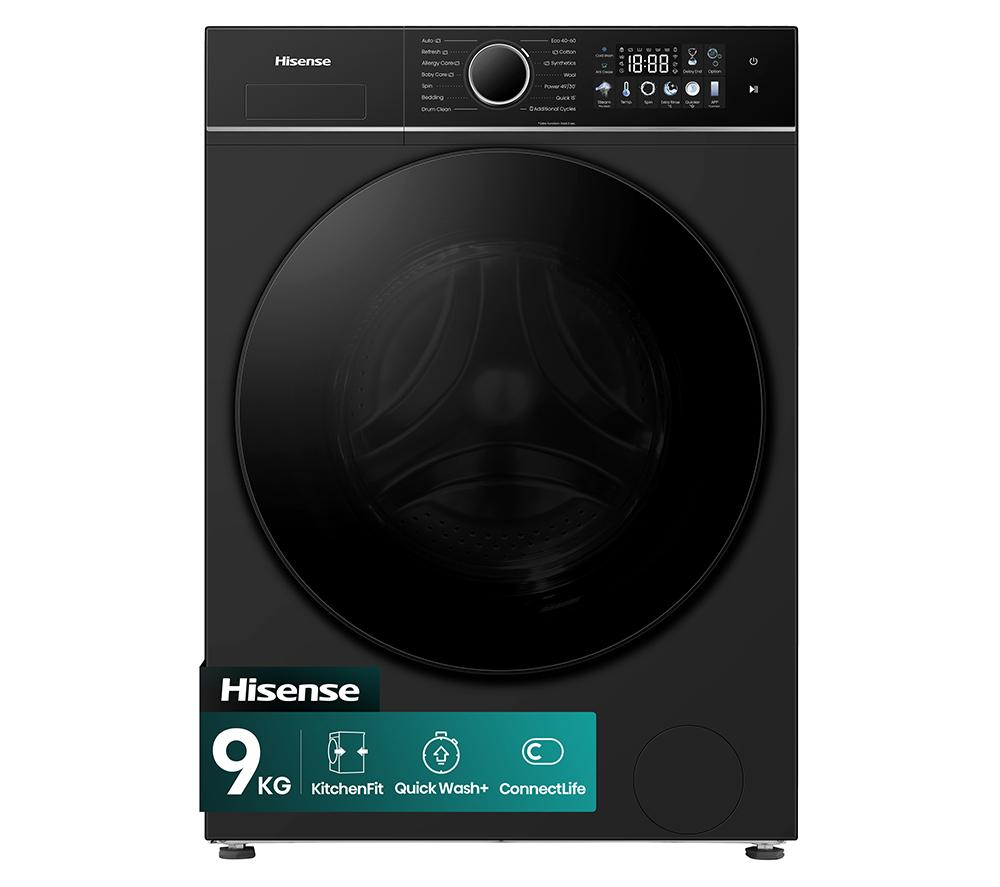 HISENSE KitchenFit 3i Series WF3I9043BBFS2 WiFi-enabled 9 kg 1400 Spin Washing Machine - Black