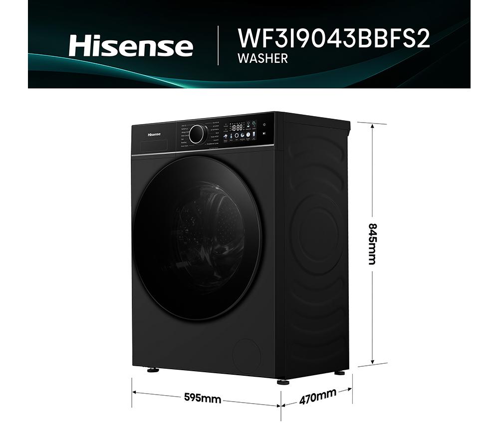 HISENSE KitchenFit 3i Series WF3I9043BBFS2 WiFi-enabled 9 kg 1400 Spin Washing Machine - Black image number 5 of 31