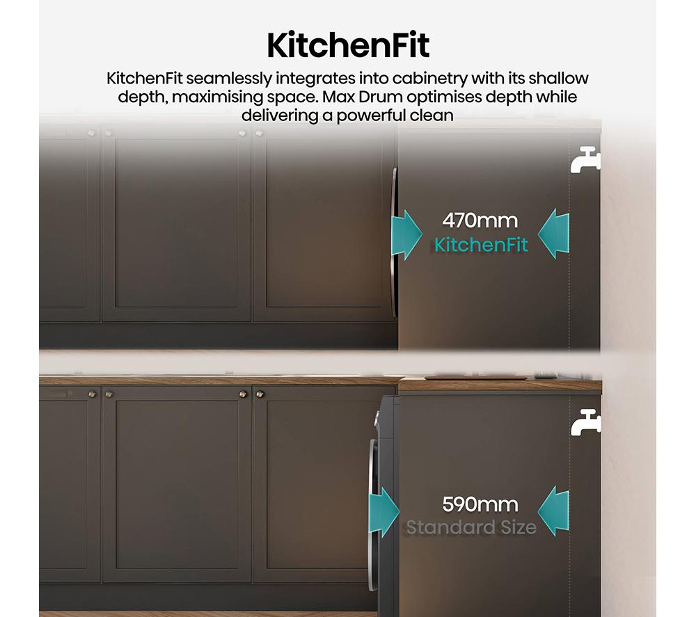 HISENSE KitchenFit 3i Series WF3I9043BBFS2 WiFi-enabled 9 kg 1400 Spin Washing Machine - Black image number 6 of 31