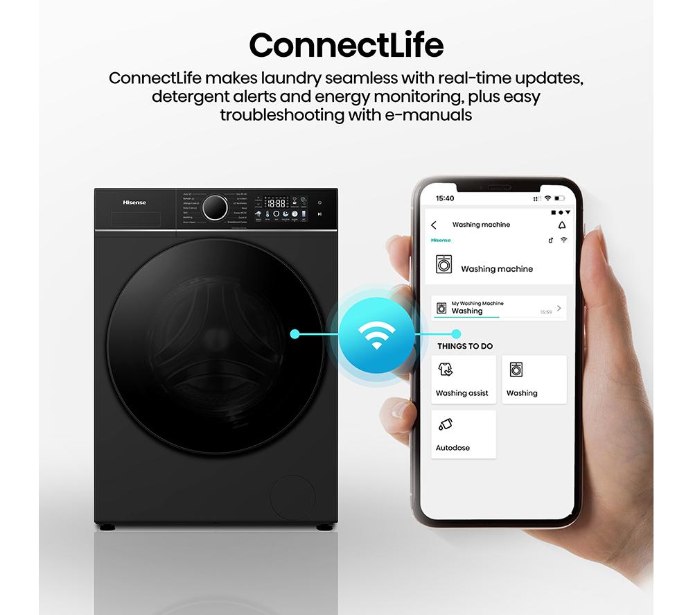 HISENSE KitchenFit 3i Series WF3I9043BBFS2 WiFi-enabled 9 kg 1400 Spin Washing Machine - Black image number 8 of 31