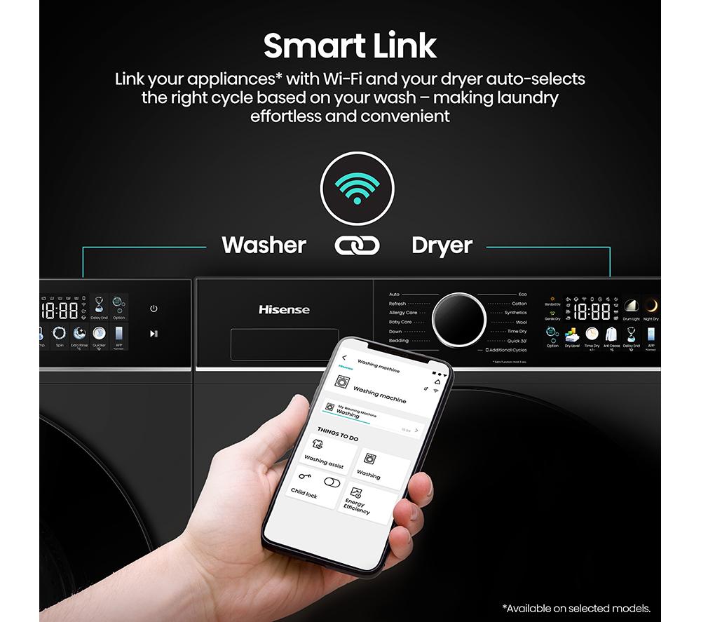 HISENSE KitchenFit 3i Series WF3I9043BBFS2 WiFi-enabled 9 kg 1400 Spin Washing Machine - Black image number 17 of 31