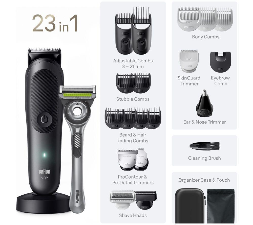 BRAUN All-in-One Series 9, AIO9560, 23in1 Grooming Kit - Grey image number 4 of 4
