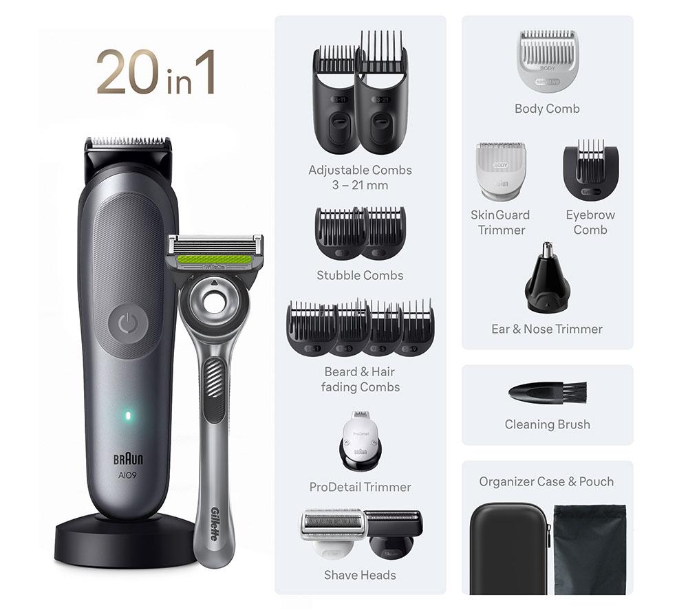 BRAUN All-in-One Series 9, AIO9560, 23in1 Grooming Kit - Grey image number 7 of 7