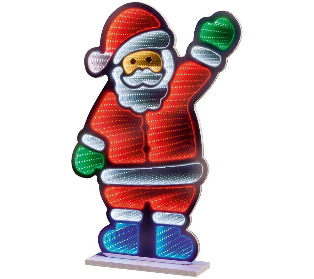 PREMIER Standing Waving Santa Infinity Mirror with Multicolour LEDs - 40 cm