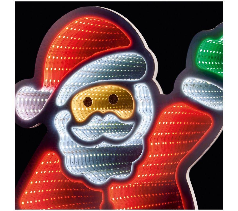 PREMIER Standing Waving Santa Infinity Mirror with Multicolour LEDs - 40 cm image number 3 of 5