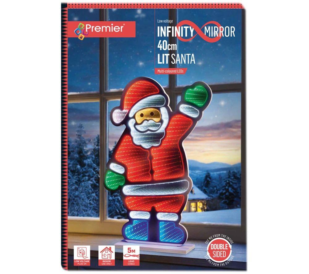 PREMIER Standing Waving Santa Infinity Mirror with Multicolour LEDs - 40 cm image number 5 of 5