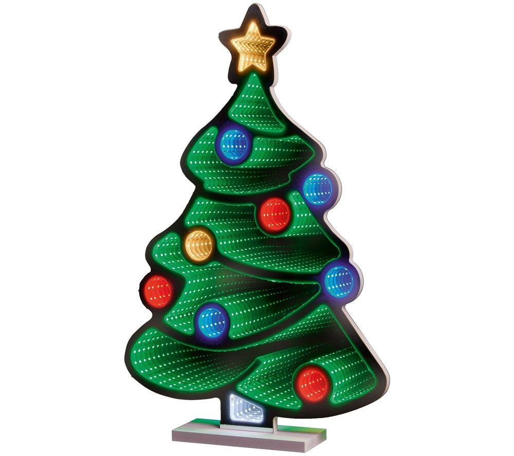 PREMIER Christmas Tree Infinity Mirror with Multicolour LEDs - 40 cm