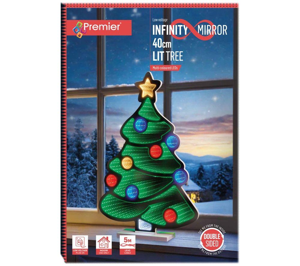 PREMIER Christmas Tree Infinity Mirror with Multicolour LEDs - 40 cm image number 2 of 4