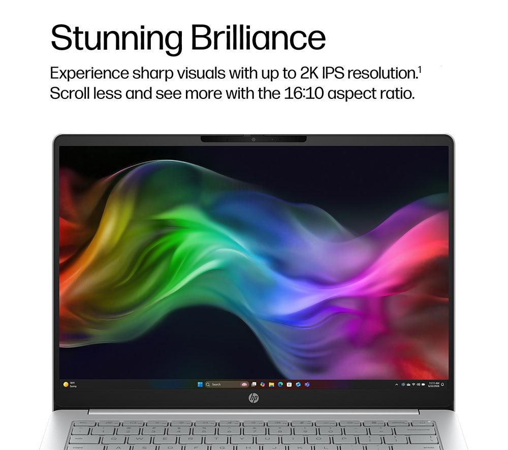 HP OmniBook 3 NGAI 14" Laptop - Snapdragon X, 256 GB SSD, Silver image number 6 of 19