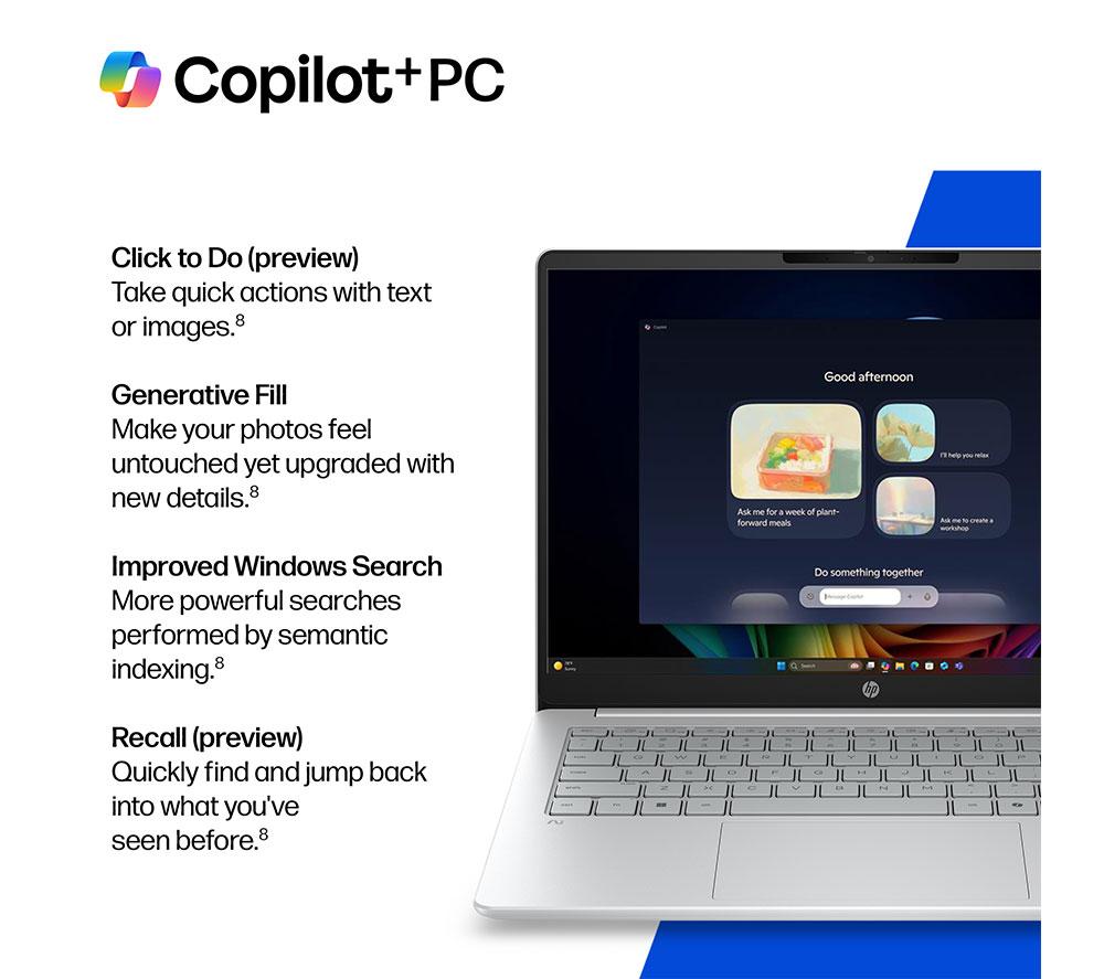 HP OmniBook 3 NGAI 14" Laptop - Snapdragon X, 256 GB SSD, Silver image number 7 of 19