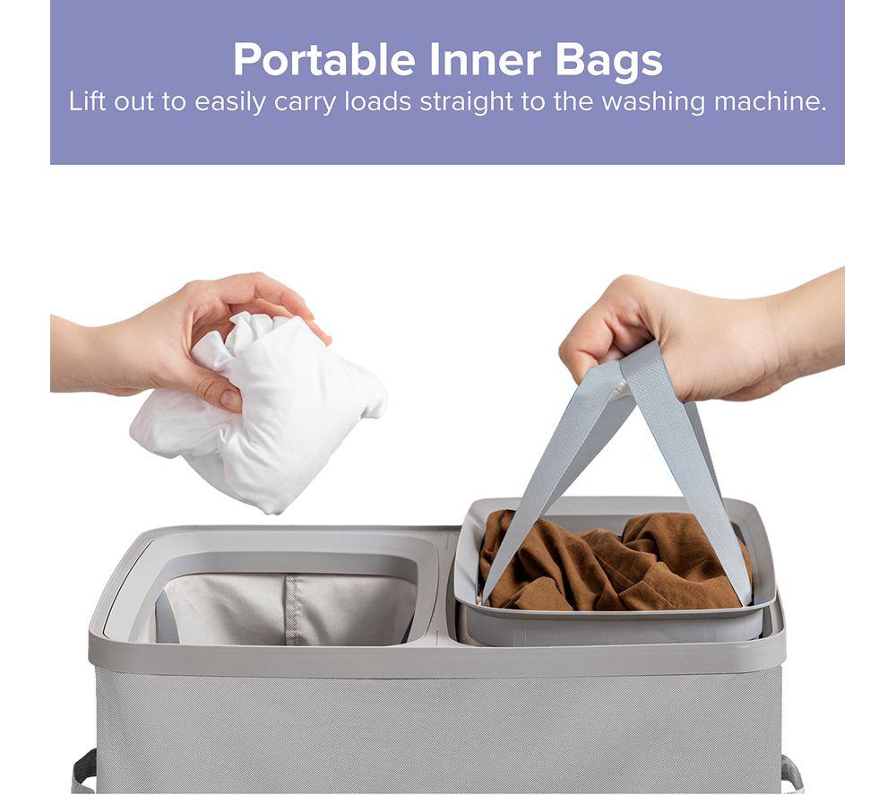 SPRING & SPRUCE 2959 Dual-Zone Laundry Basket - Grey image number 5 of 6