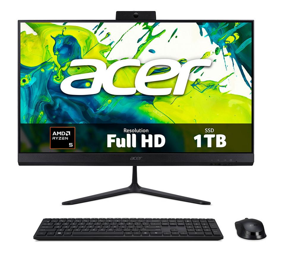 ACER Aspire C24-B 24" All-in-One Copilot + PC - AMD Ryzen 5, 1 TB SSD, Black