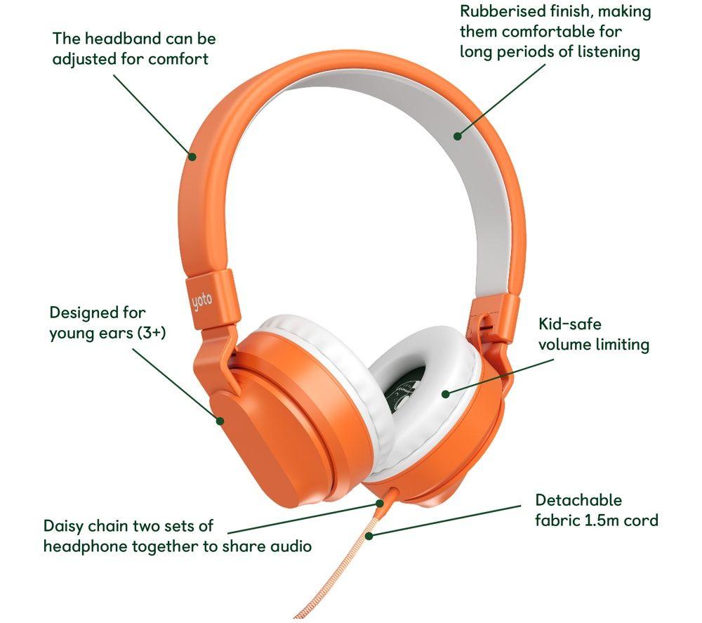 YOTO PRACXX00423 Wired Headphones - Orange image number 2 of 4