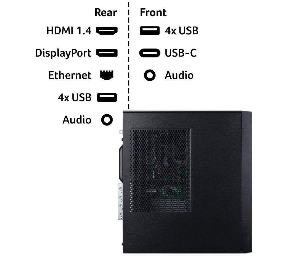 ACER Aspire XC-102 Desktop PC - Intel&reg; Core&trade; 5, 512 GB SSD, Black image number 2 of 6