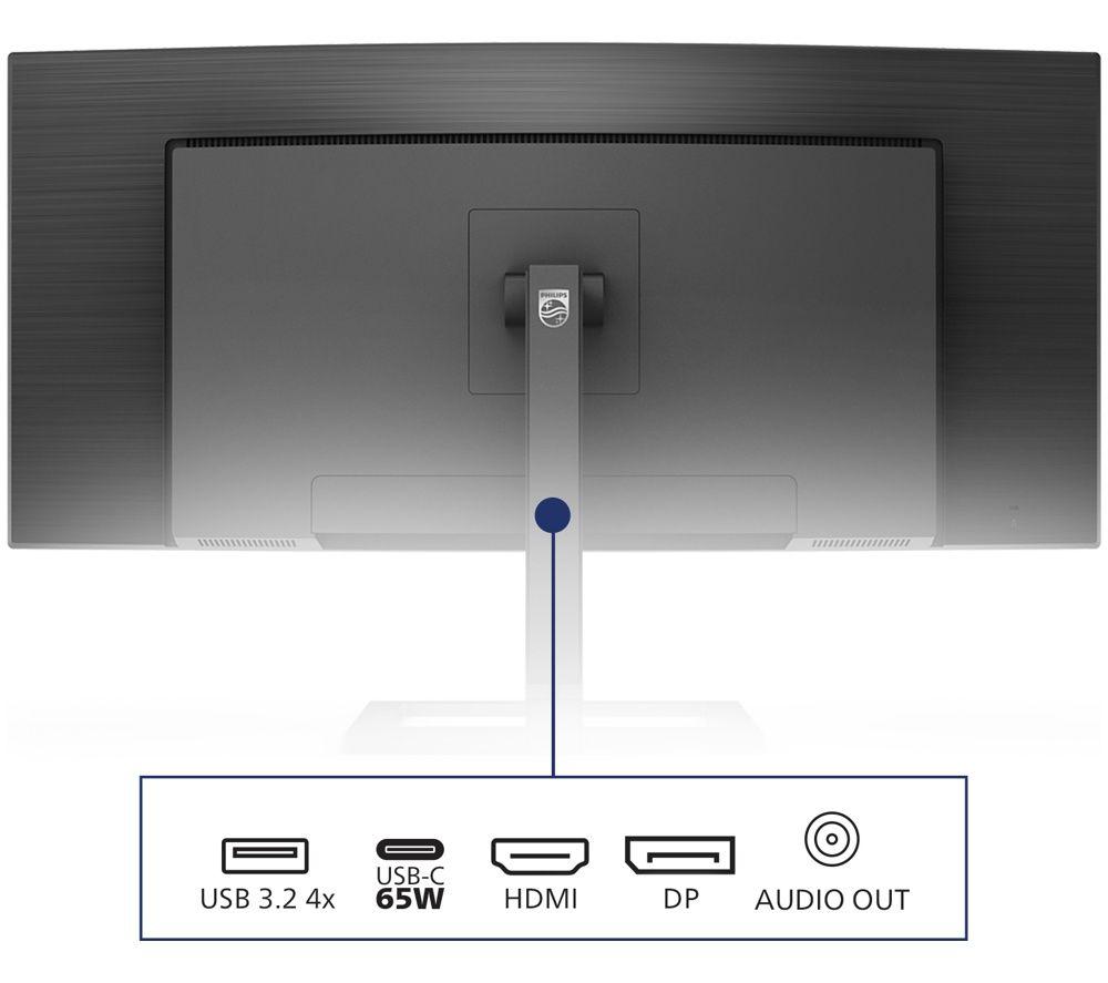 PHILIPS 346E2CUAE/00 Wide Quad HD 34" Curved VA LCD Monitor - Black image number 5 of 5