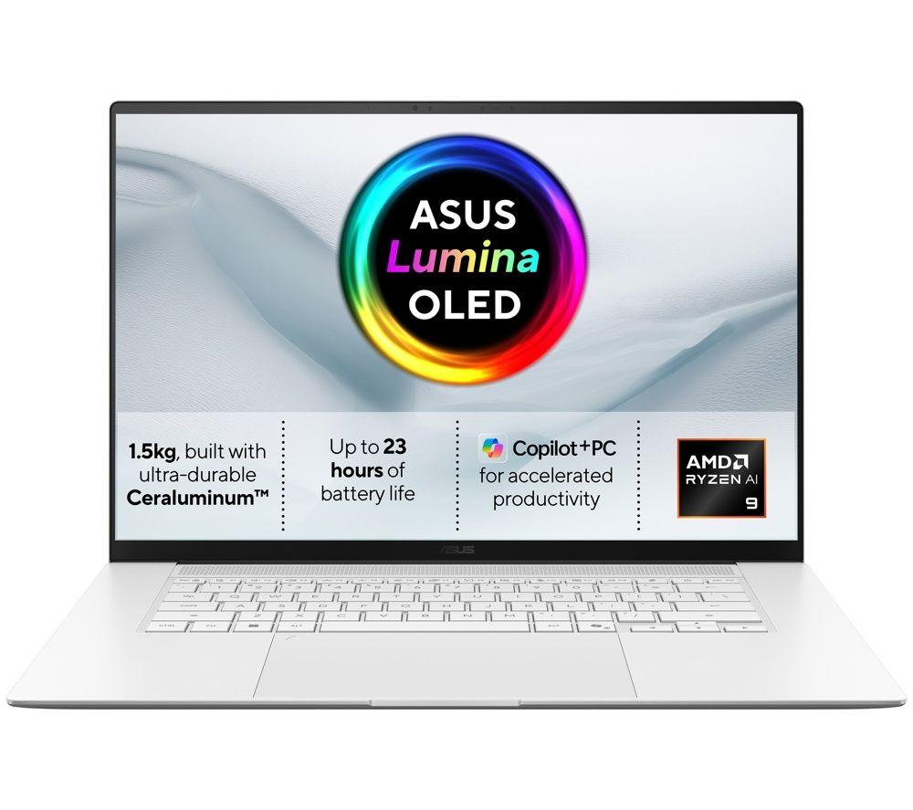 ASUS Zenbook S16 OLED 16inch Laptop, Copilot PC - AMD Ryzenâ„¢ AI 9, 512 GB SSD, White