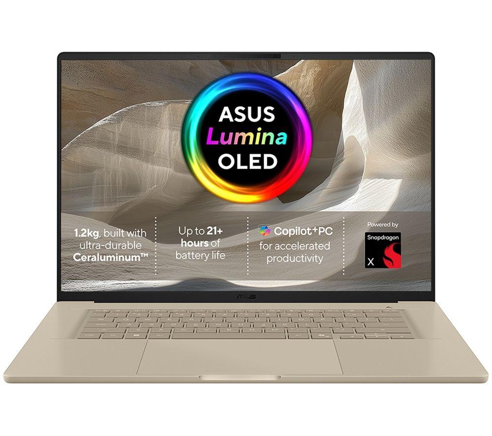 ASUS Zenbook A16 16inch Laptop, Copilot PC Â– Snapdragon X, 512 GB SSD, Beige