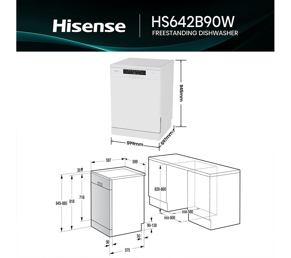 HISENSE Hi4 HS642B90W Full-size Dishwasher - White image number 12 of 19