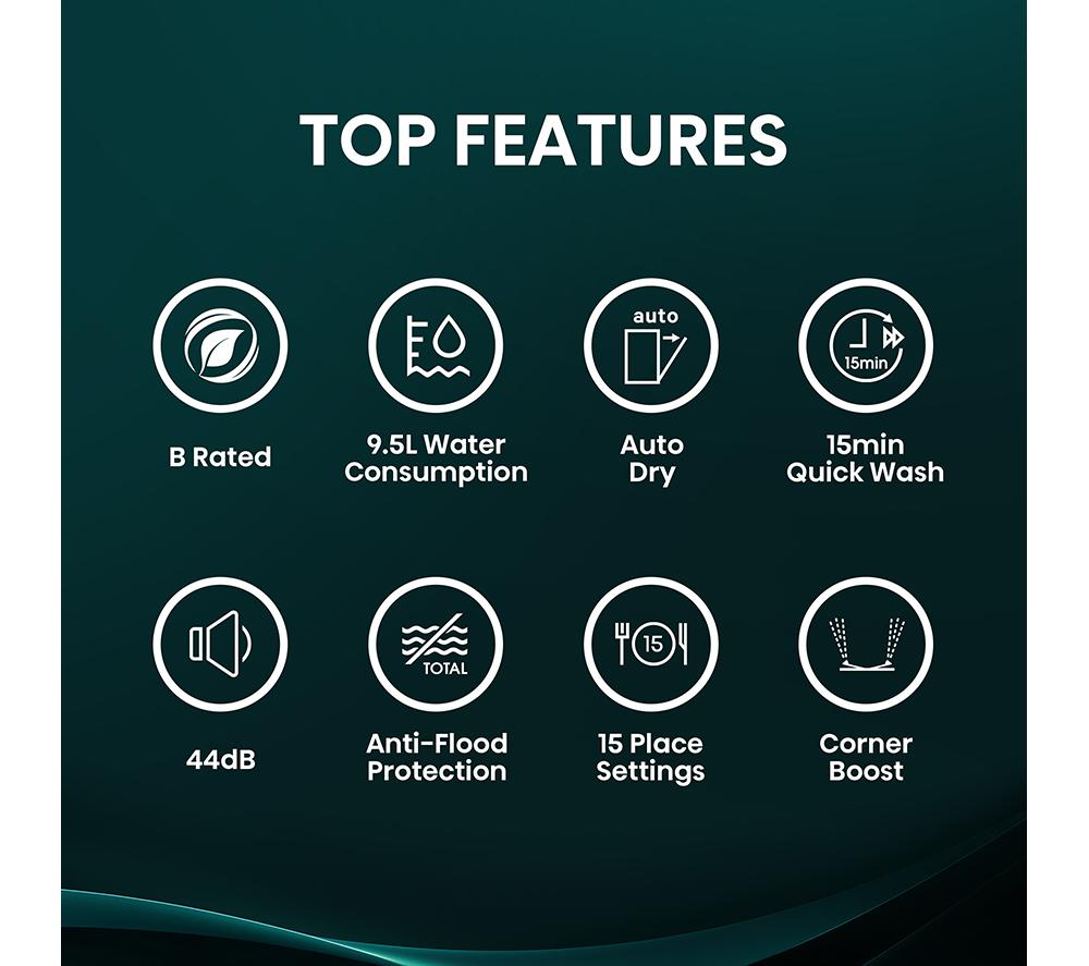 HISENSE Hi4 HS643B90X Full-size Dishwasher - Silver image number 3 of 20