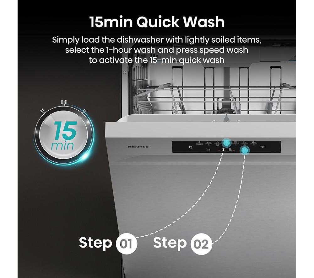 HISENSE Hi4 HS643B90X Full-size Dishwasher - Silver image number 8 of 20