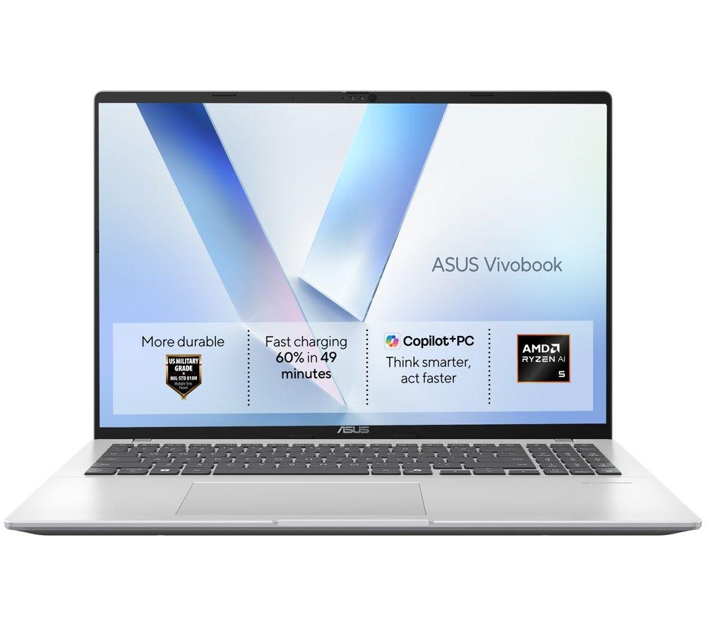 ASUS Vivobook 16 S1607KA 16inch Laptop - AMD Ryzenâ„¢ AI 5, 512 GB SSD, Cool Silver