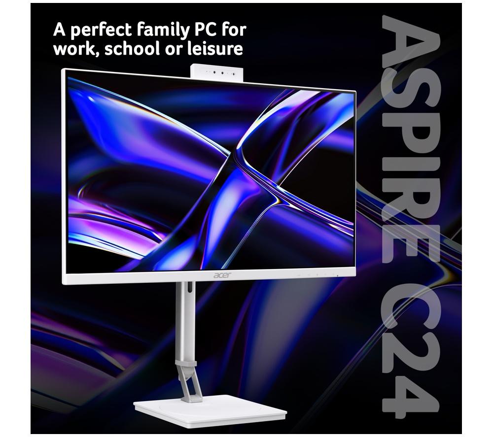 ACER Aspire C24-D 23.8" All-in-One PC - Intel&reg; Core&trade; 5, 1 TB SSD, White image number 2 of 8